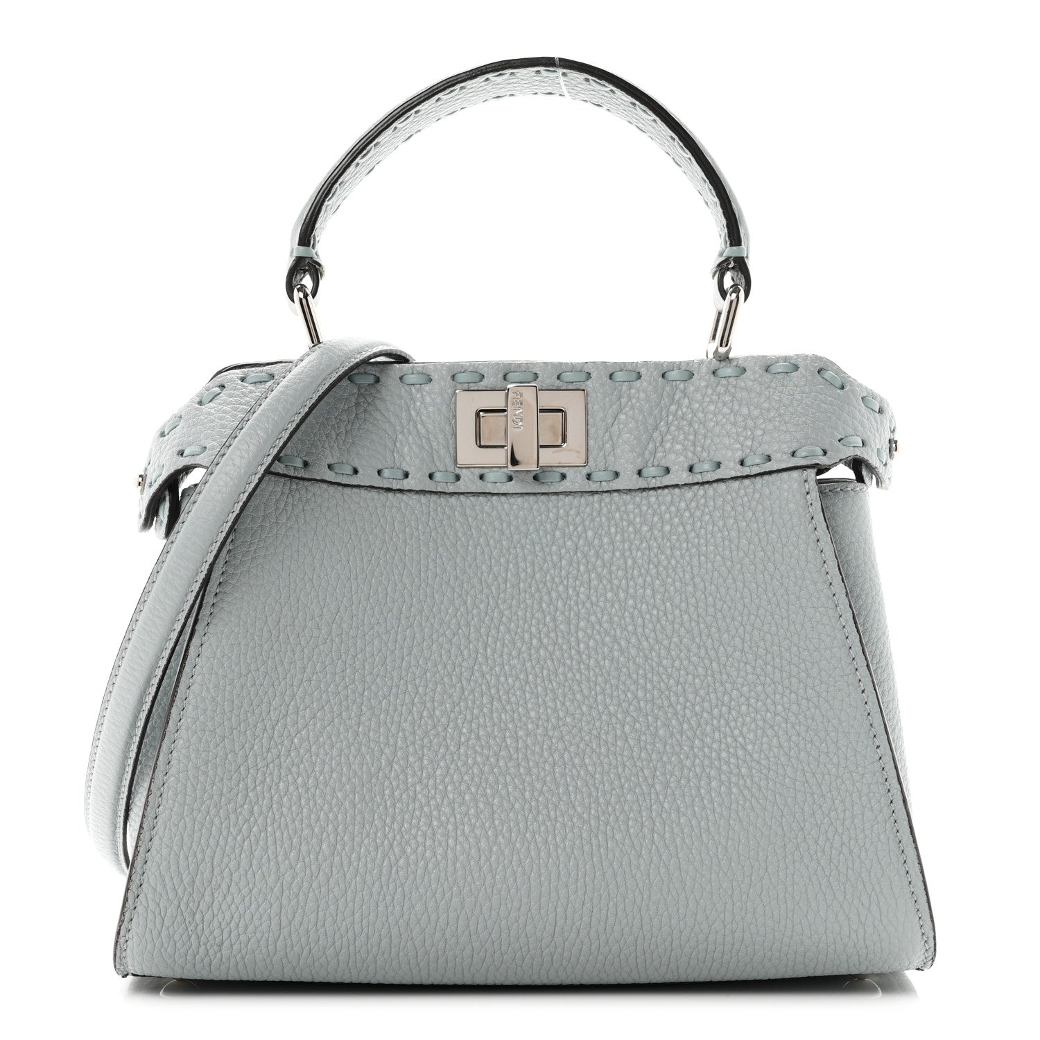 Fendi Cuoio Roma Sellerissima Nappa Sintetica Tape Stitch Mini Peekaboo Iconic Satchel Anice 1 of 10