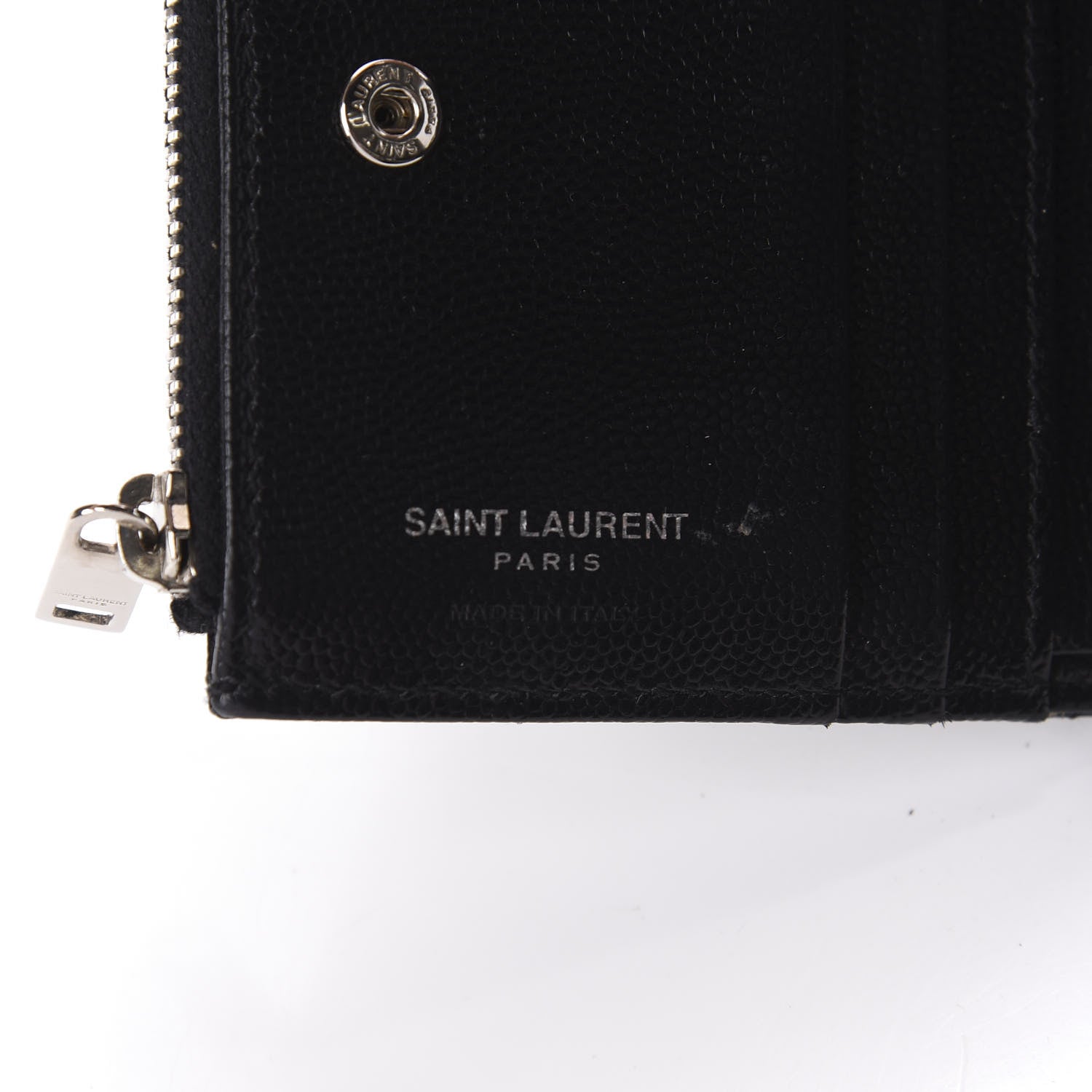 Saint Laurent Grain De Poudre Matelasse Chevron Monogram Zipped Card Case Black 8 of 8