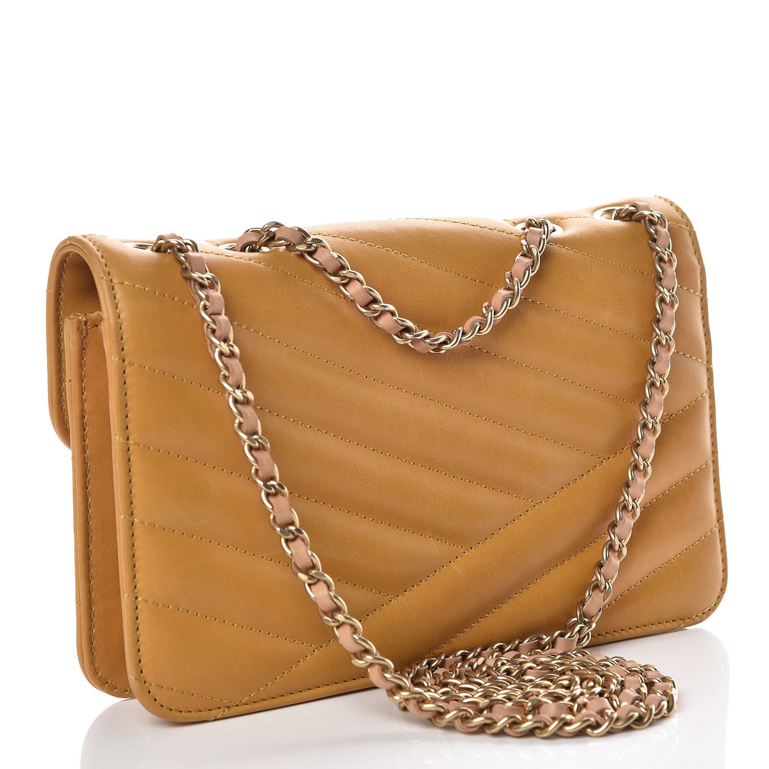 Chanel Calfskin Chevron Small Gabrielle Flap Yellow 3 of 12