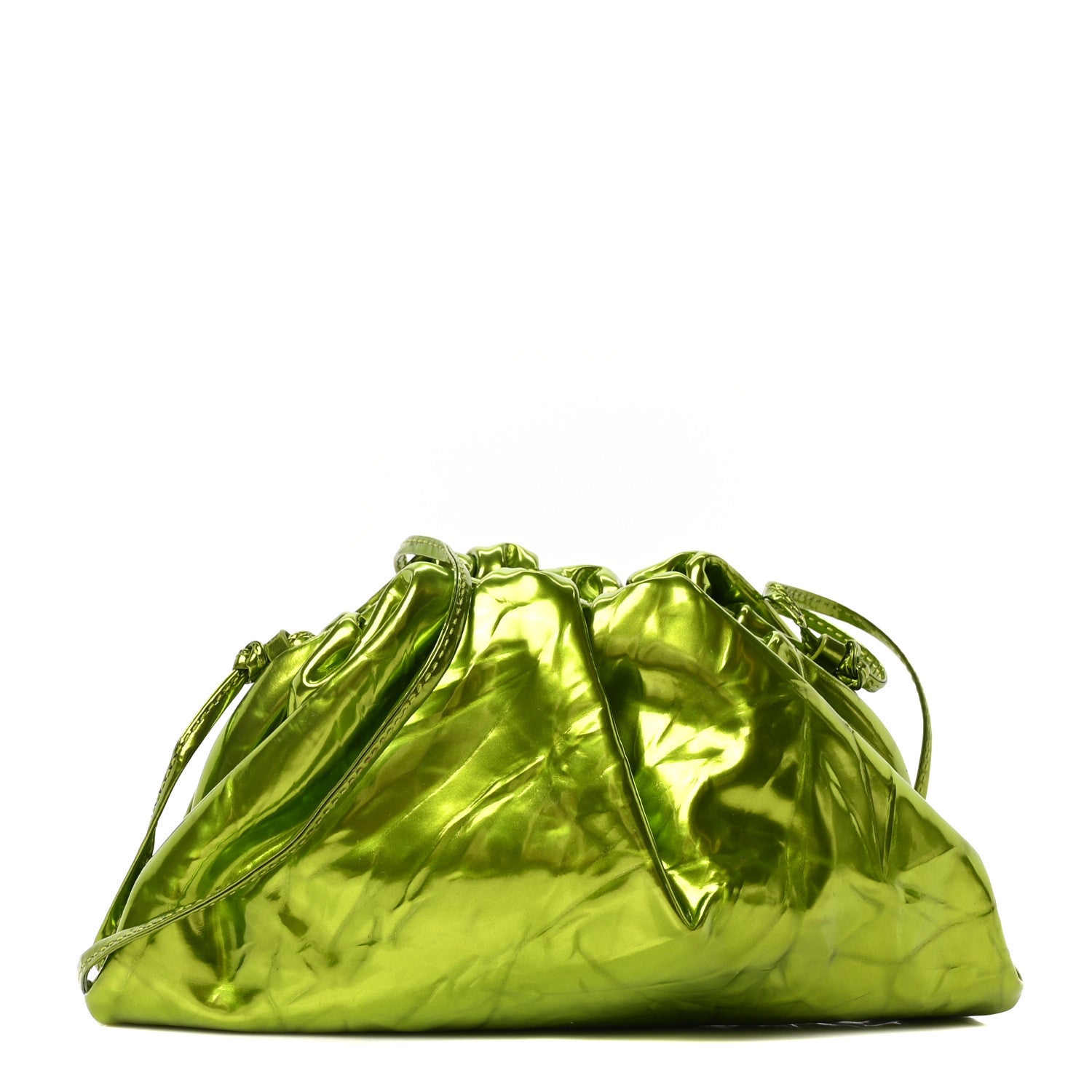 Bottega Veneta Metallic Crushed Calfskin The Mini Pouch Chlorophyll 1 of 9