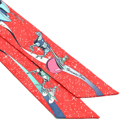 Hermes Silk Space Derby Twilly Rouge Vert Bleu 2 of 4