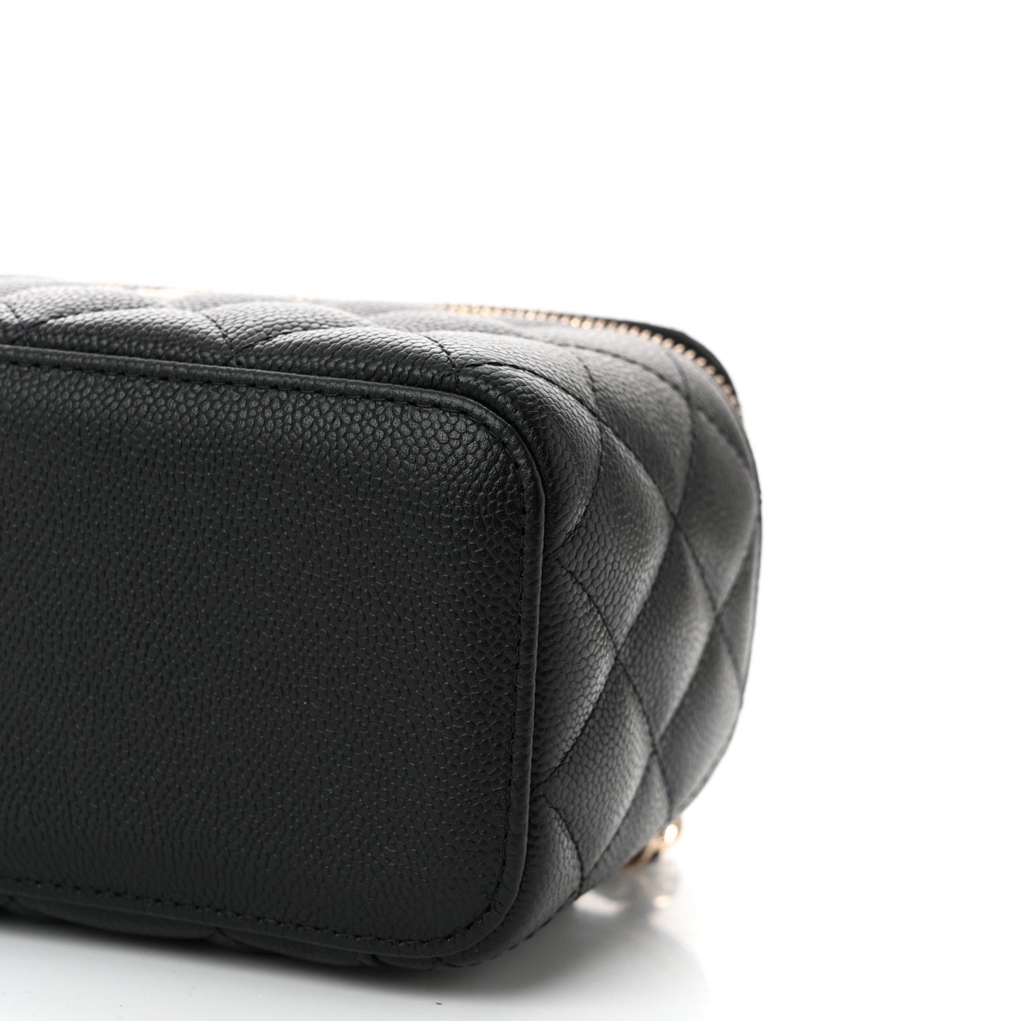 Caviar Quilted Small Tiny CC Vanity Case With Chain Black