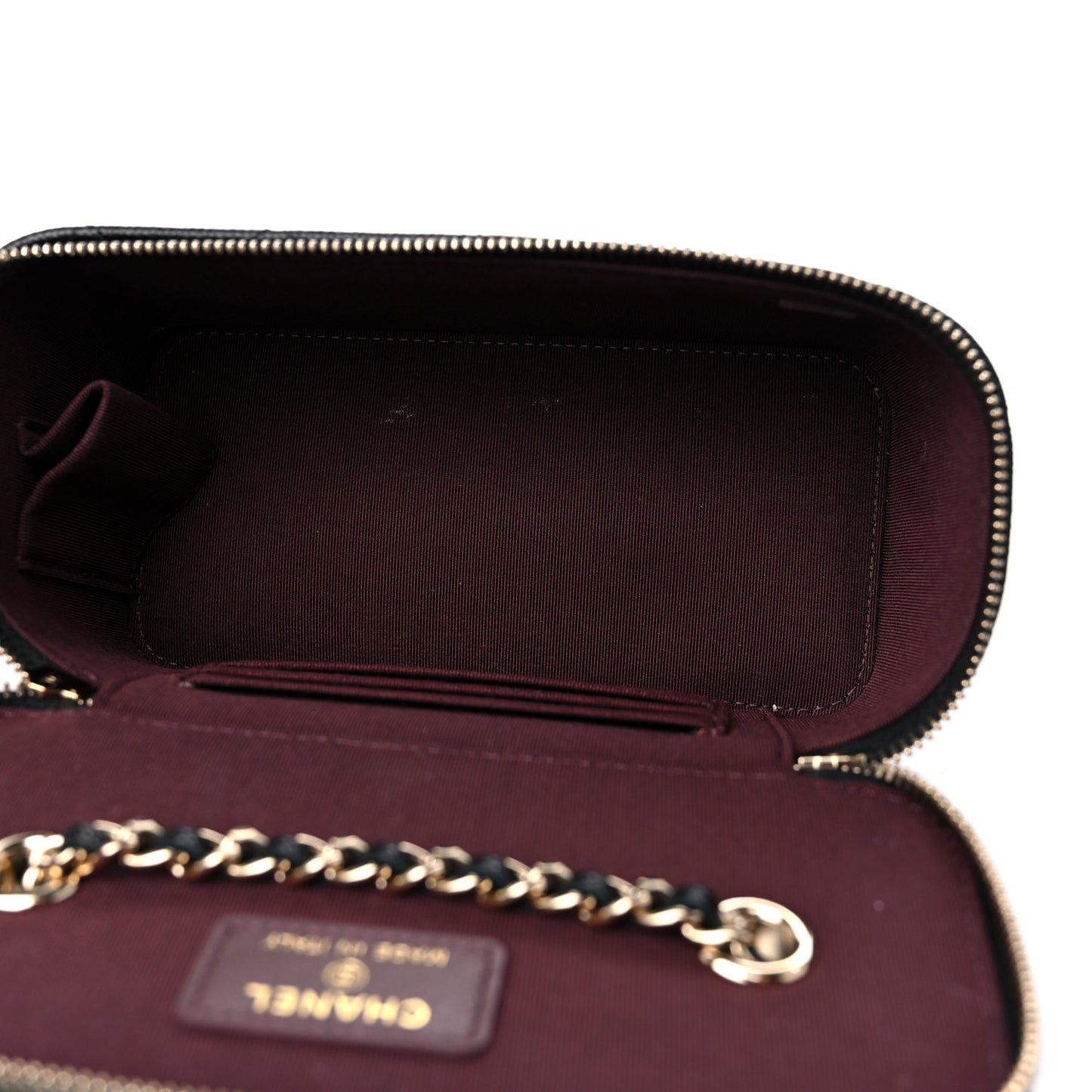 Caviar Quilted Small Vanity Case With Chain Black