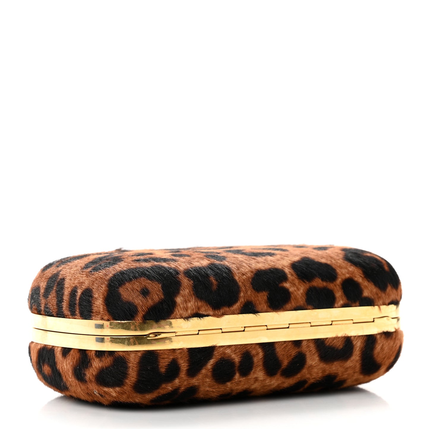Calf Hair Leopard Print Skull Box Clutch