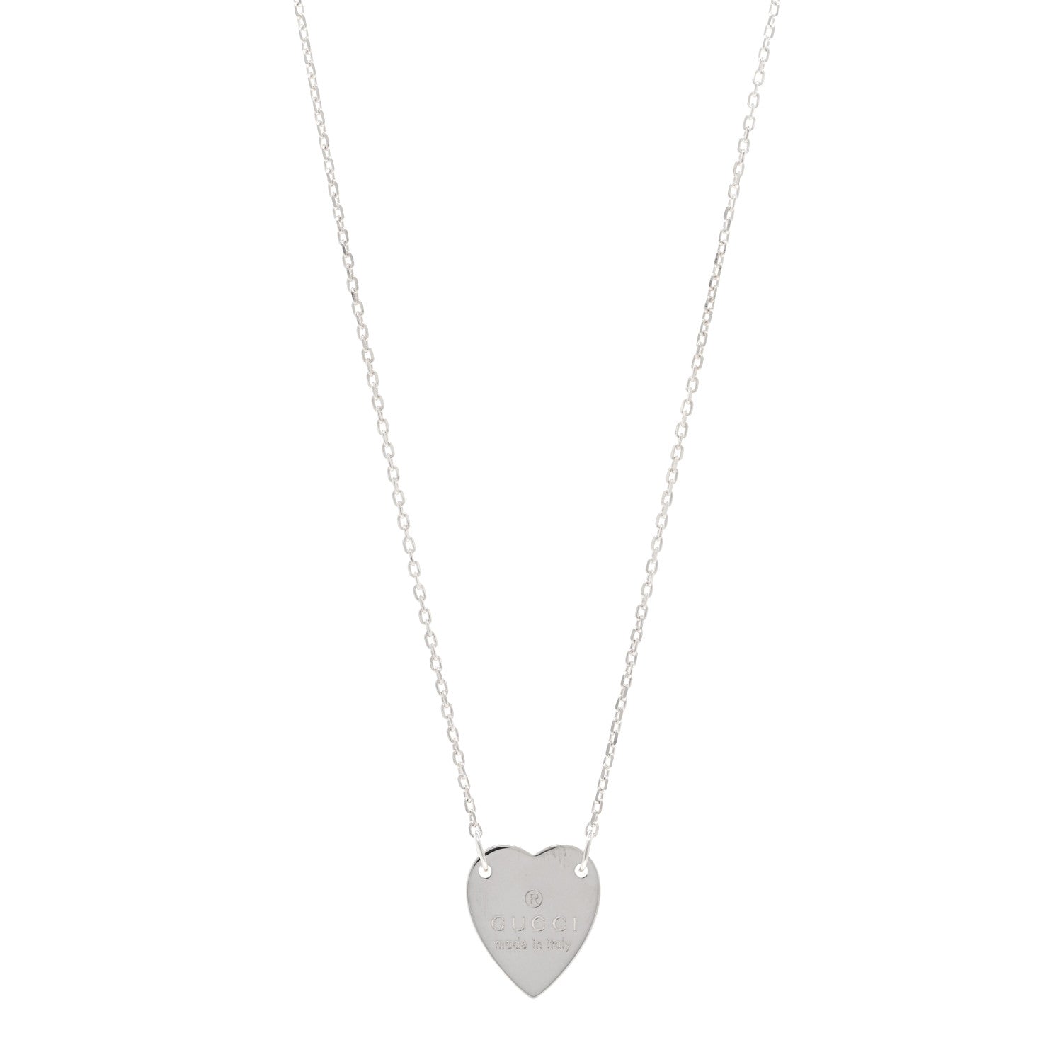 Gucci Sterling Silver Trademark Heart Pendant Necklace 1 of 6