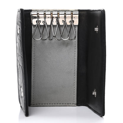 Chanel Lambskin Camellia Embossed 6 Key Holder Black 5 of 7