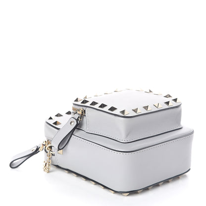 Valentino Garavani Calfskin Rockstud Double Pocket Chain Crossbody Bag Grey 4 of 9