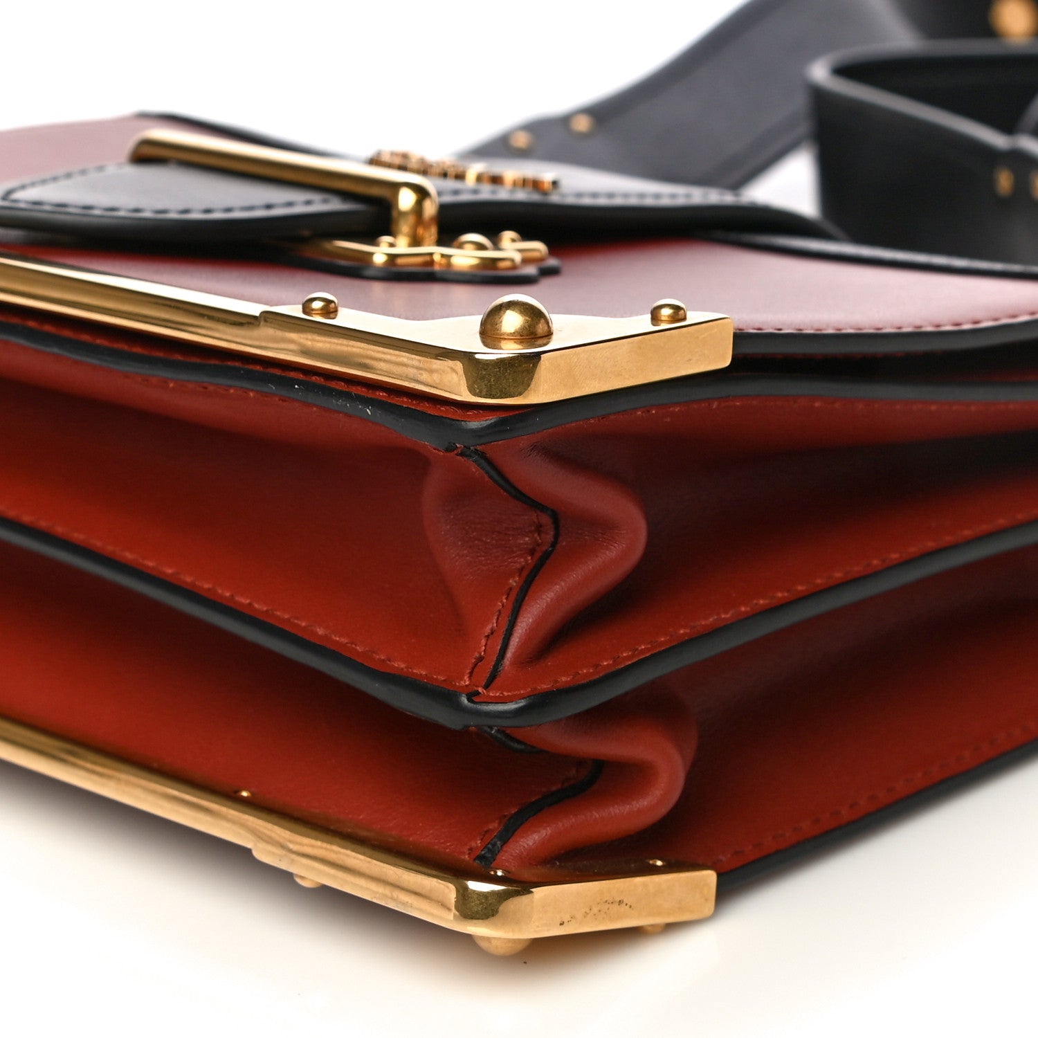 Prada City Calfskin Saffiano Cahier Bag Cotto Black 5 of 13