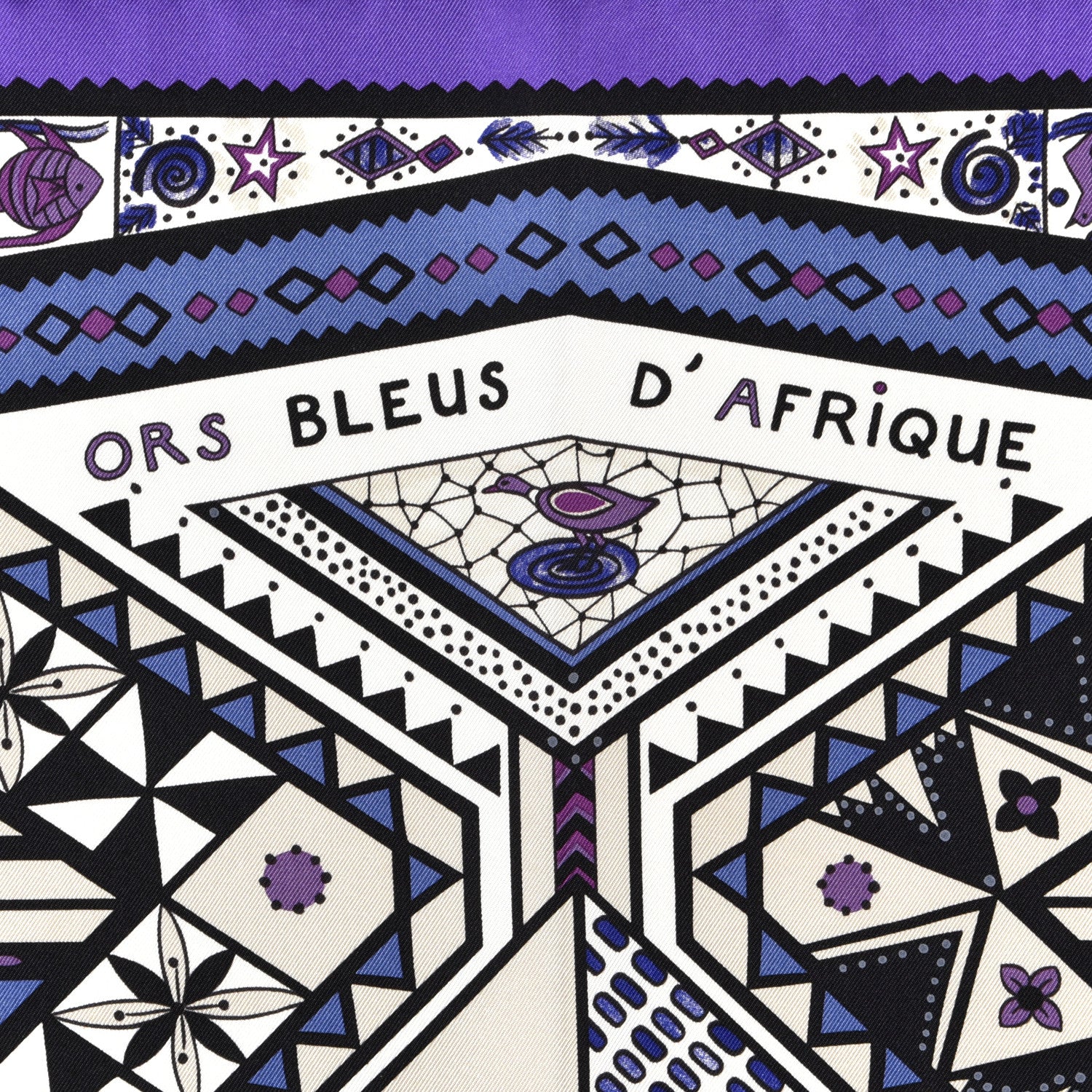 Hermes Silk Ors Blues d'Afrique Scarf 90 Violet White Parme 5 of 5
