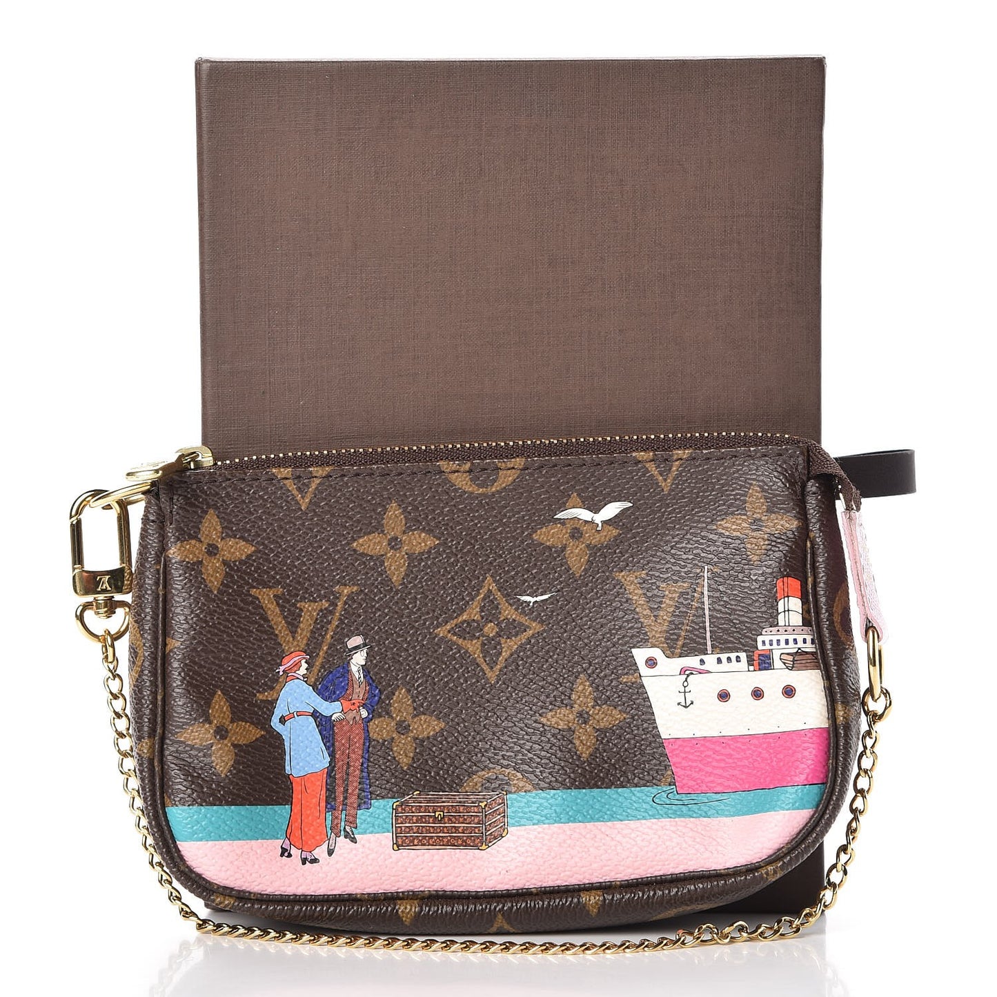 Monogram 2016 Christmas Animation Mini Pochette Accessories Rose Ballerine