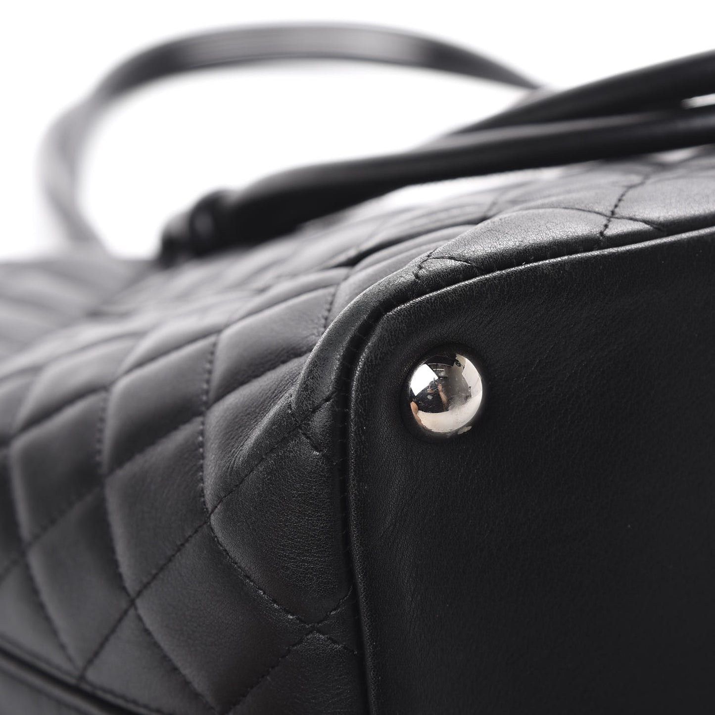 Calfskin Quilted Large Cambon Tote Black