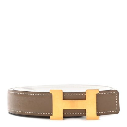 Hermes Swift Epsom 32mm Constance H Belt 75 Etoupe White 1 of 5