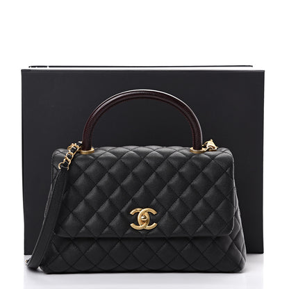 Chanel Caviar Lizard Embossed Quilted Small Coco Handle Flap Black 11 of 11