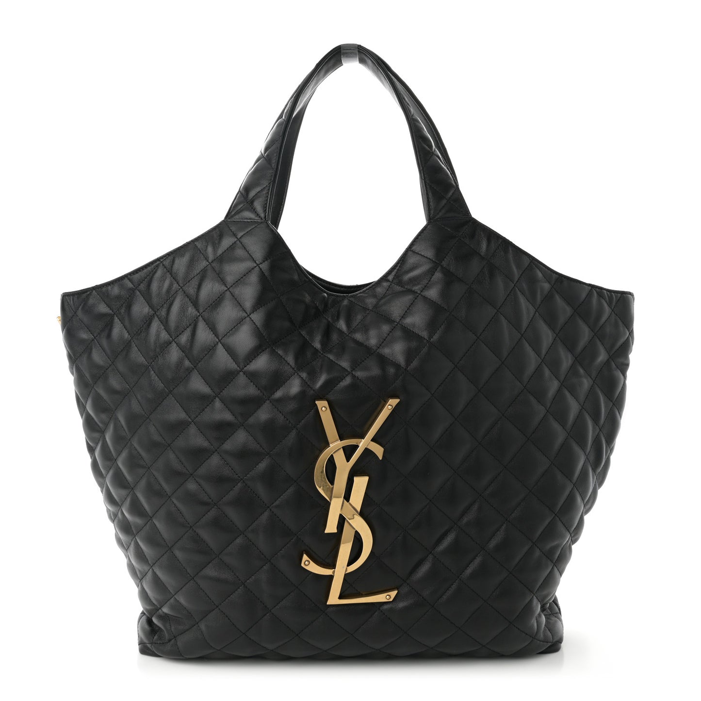 Lambskin Quilted Maxi Icare Shopping Tote Black