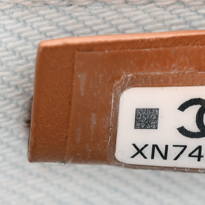 Chanel Washed Denim Calfskin Quilted Top Handle Slim Vanity Case With Chain Blue Brown 7 of 10