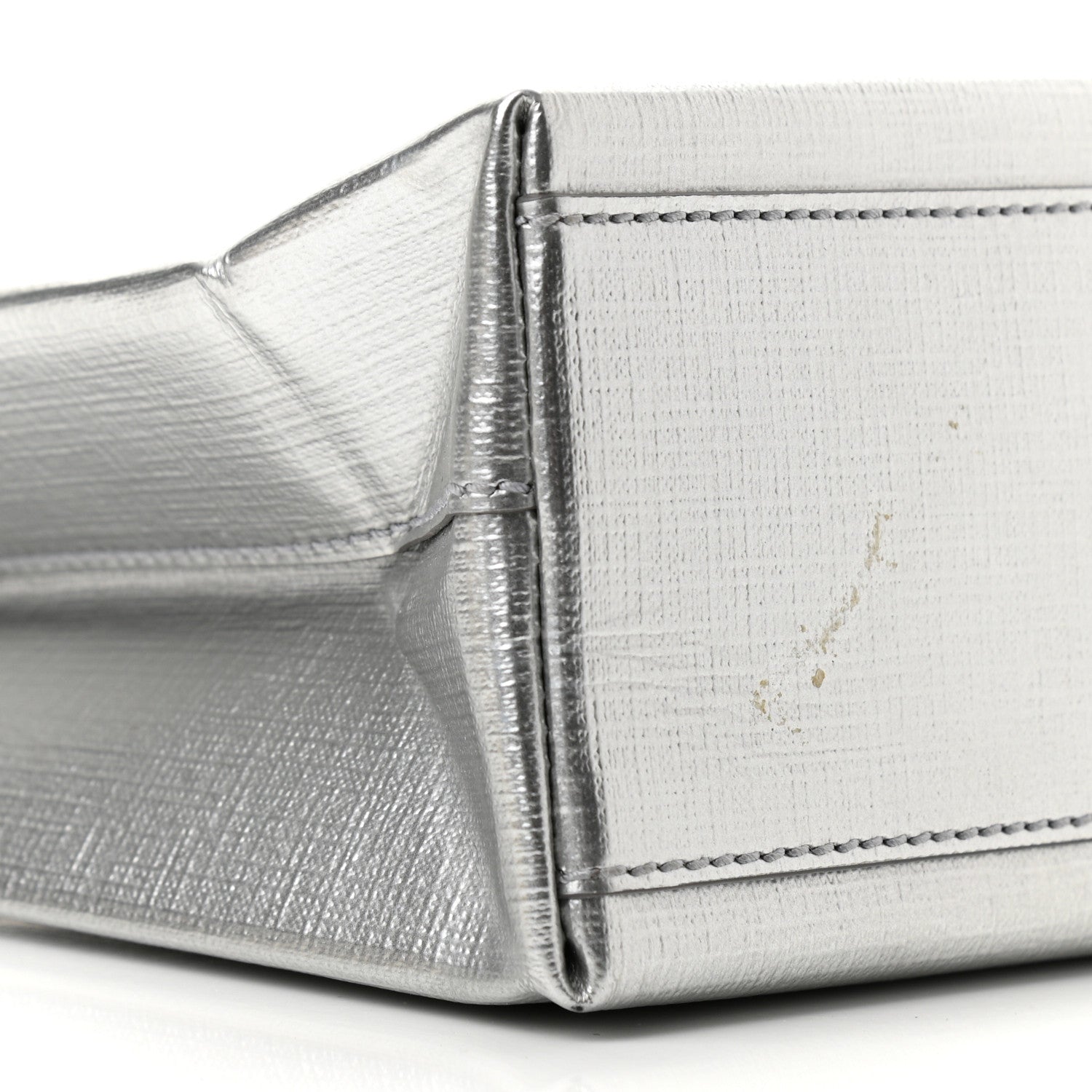 Balenciaga Metallic Squared Calfskin Logo North South Shopper Tote XXS Silver 8 of 10