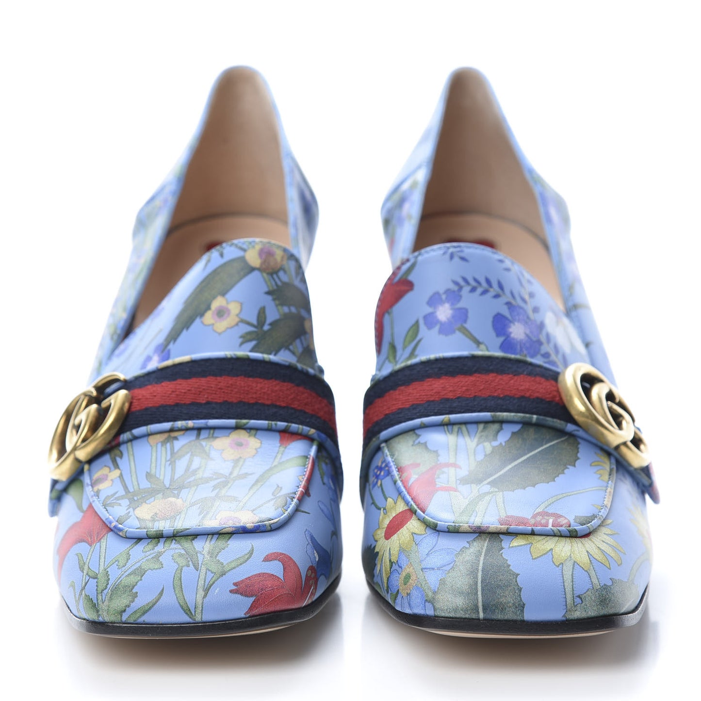 Apollo Calfskin Web Pearl New Flora Peyton 75mm Loafer Pumps 41 Azure