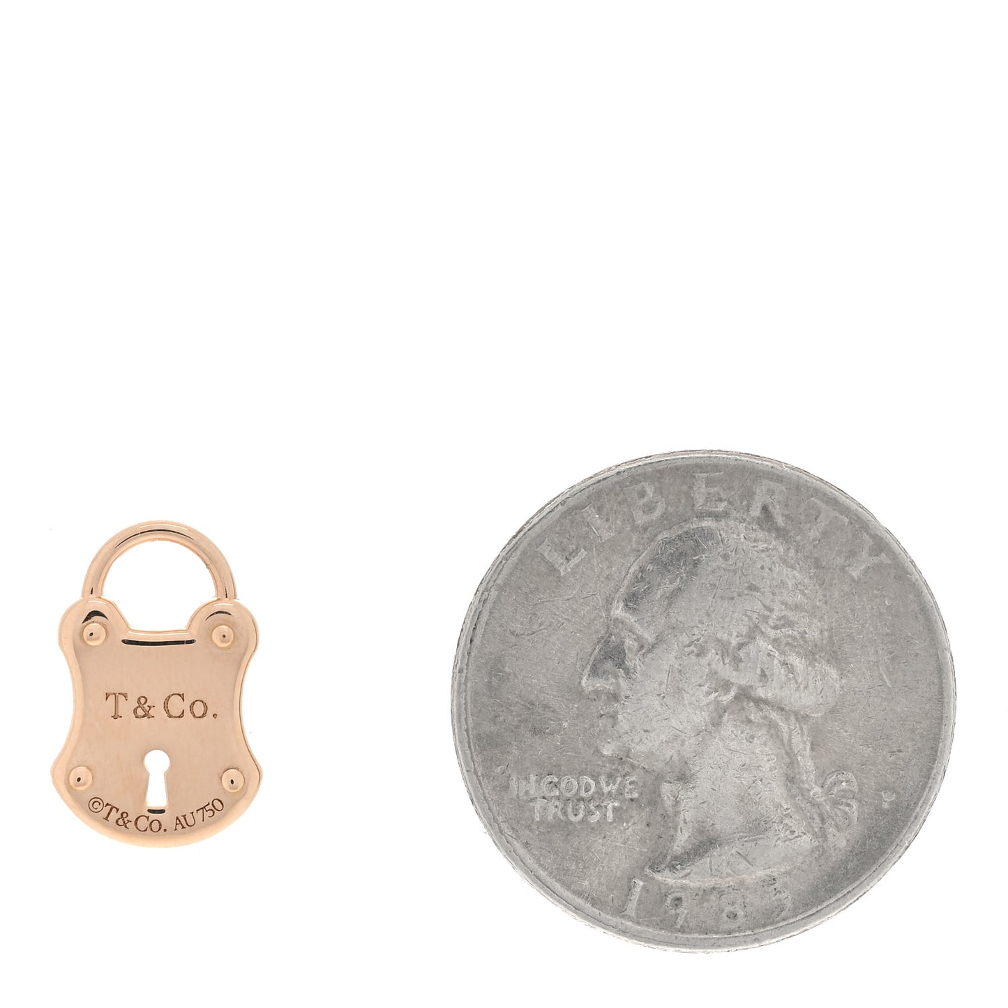 18K Rose Gold Emblem Lock Charm Pendant