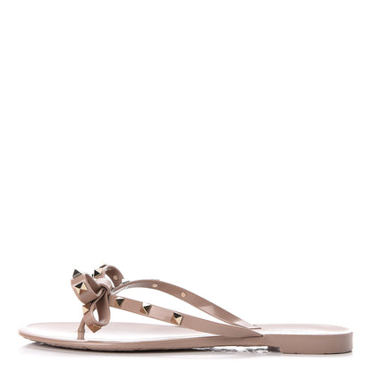 Valentino Garavani PVC Jelly Rockstud Bow Thong Sandals 41 Poudre 1 of 10