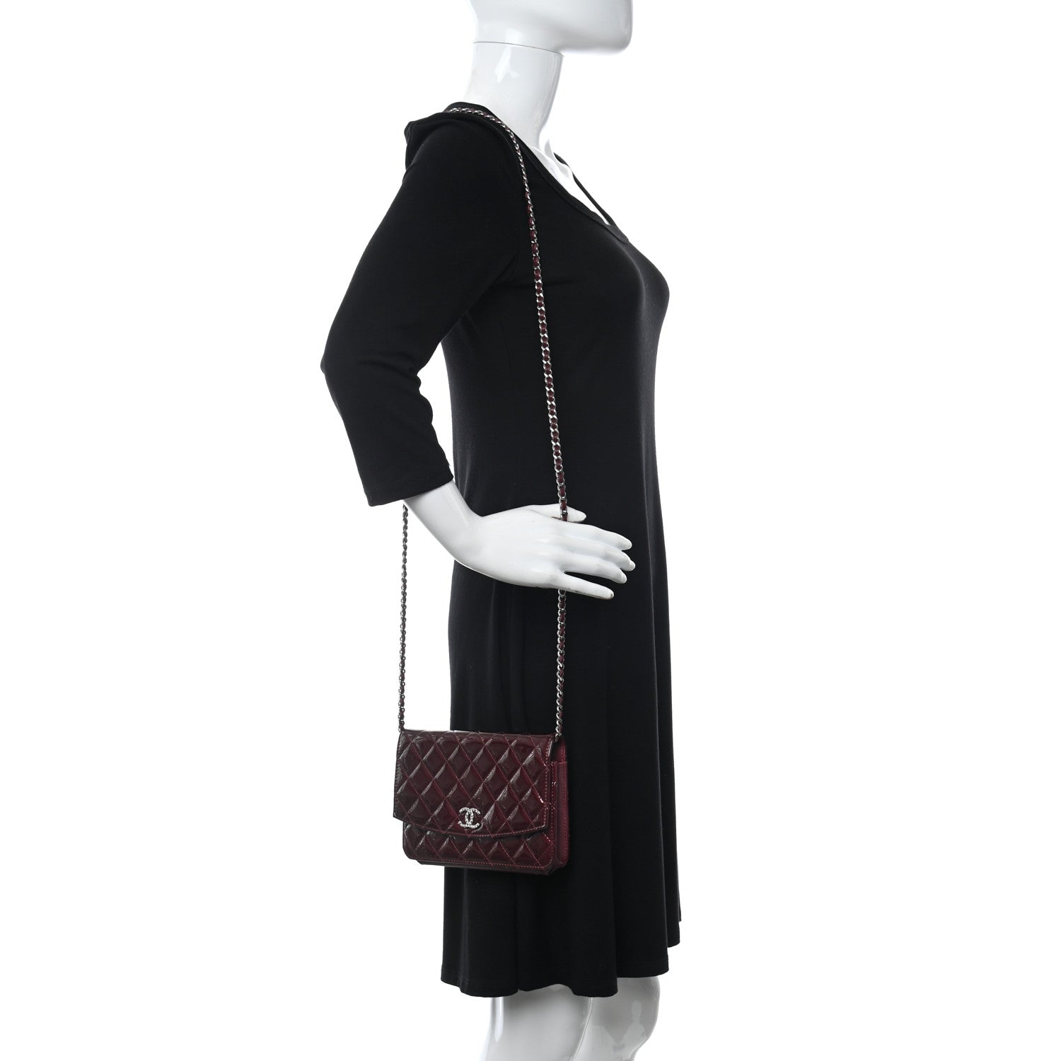 Chanel Patent Quilted Brilliant Wallet On Chain WOC Red 3 of 12