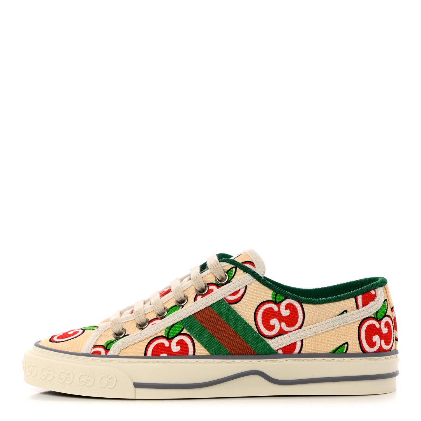 Canvas Web GG Apple Womens 1977 Tennis Sneakers 36 Ivory Red Mystic White New Shamarock