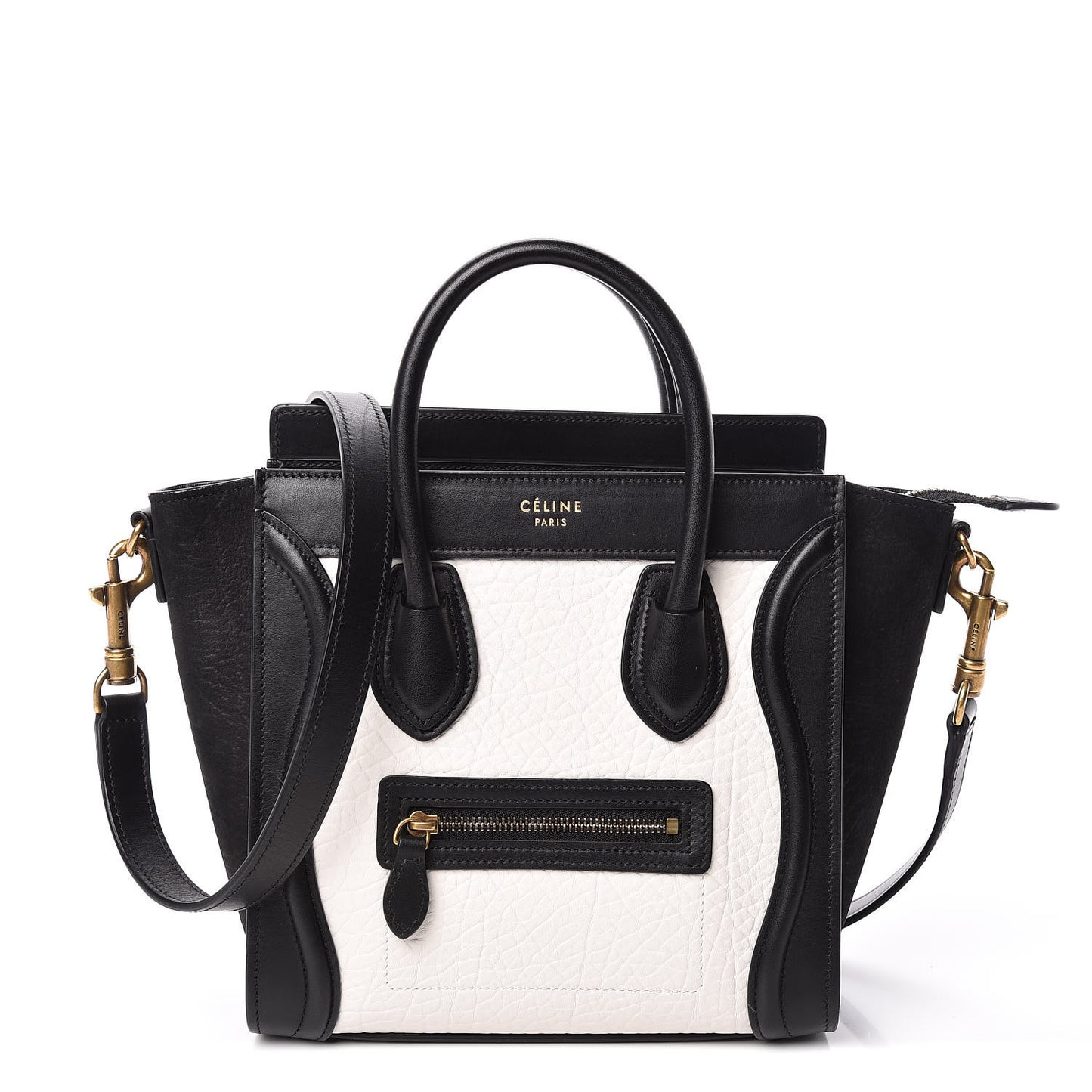 Bullhide Calfskin Nubuck Bi-Color Nano Luggage Black White