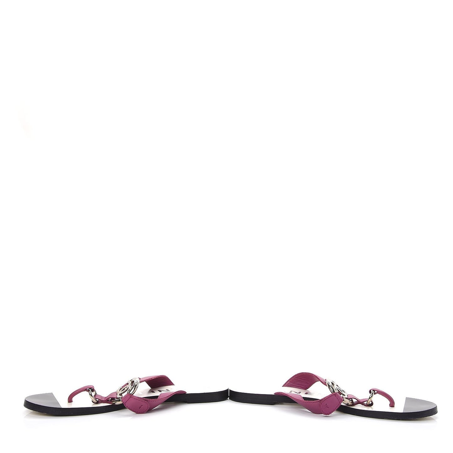 Lambskin CC Logo Thong Sandals 38 Purple