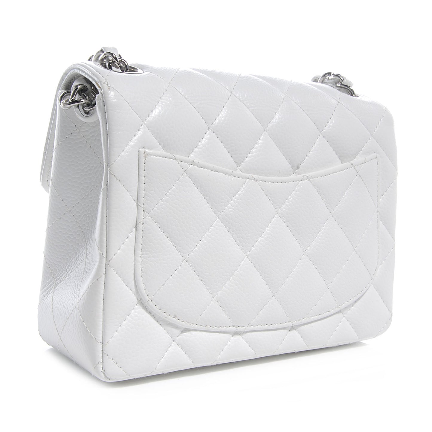 Caviar Quilted Mini Square Flap White