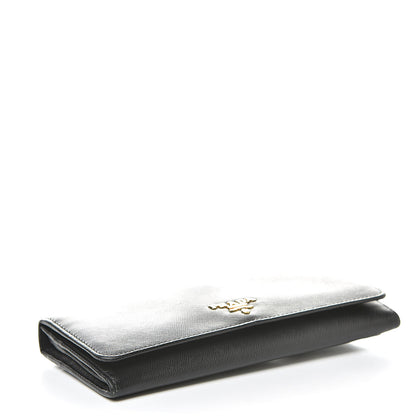 Prada Saffiano Continental Flap Wallet Black 4 of 10