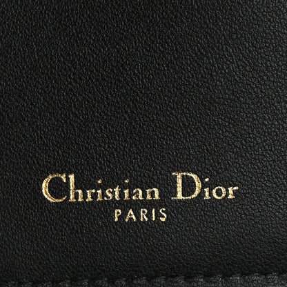 Christian Dior Grained Calfskin Supple Cannage Caro Scarlet Zipped Wallet Black 7 of 8