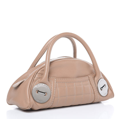 Chanel Caviar Square Stitched Bowler Tote Dark Beige 3 of 9