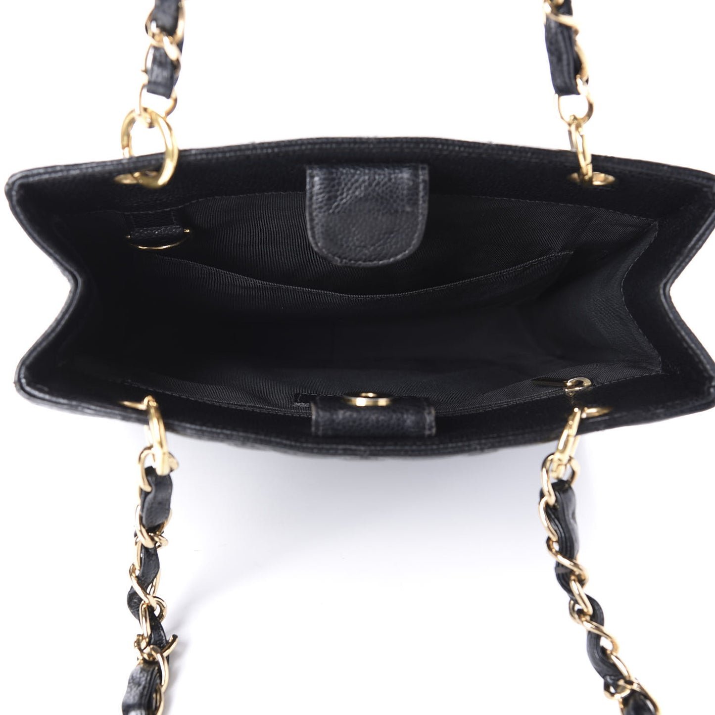 Caviar Quilted Petit Shopping Tote PST Black