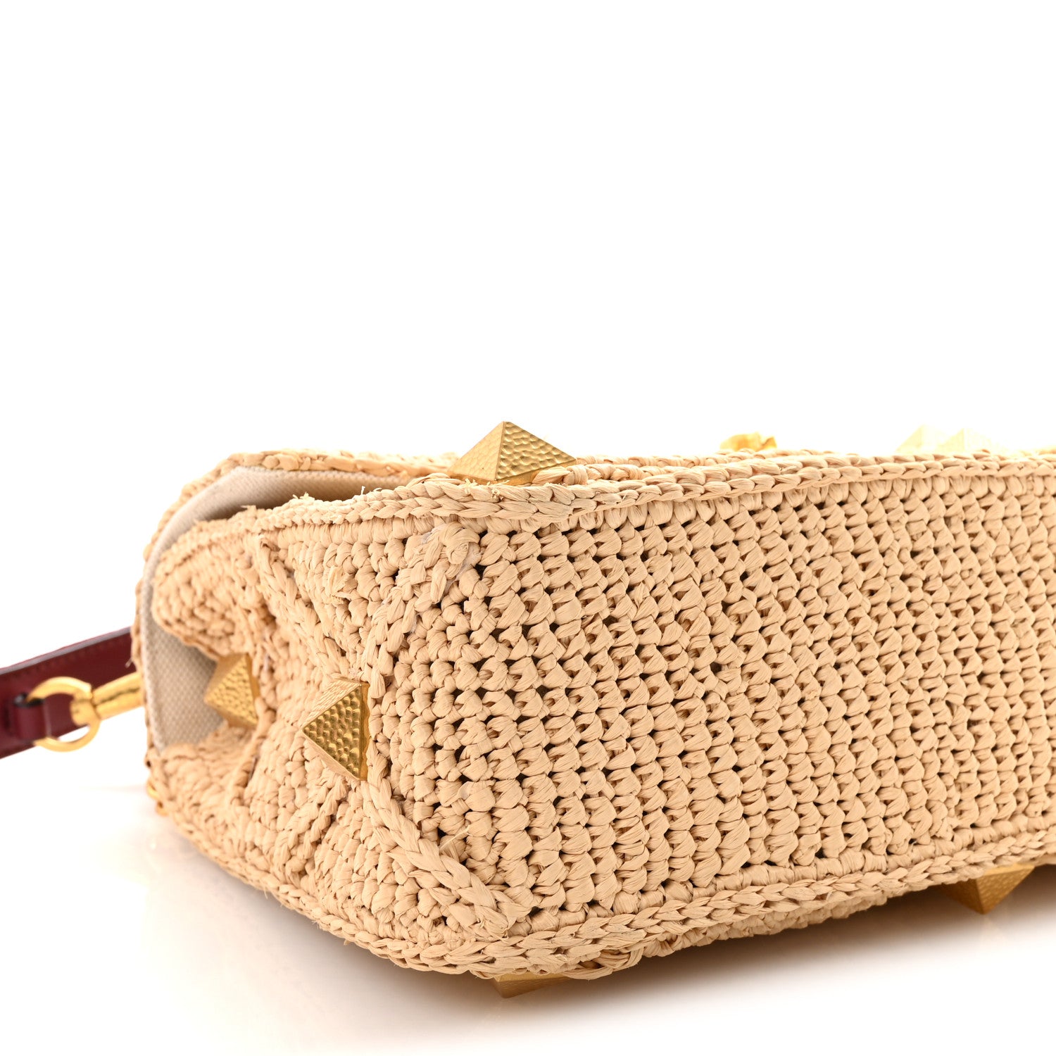 Valentino Garavani Raffia Large Roman Stud Shoulder Bag Naturale Multicolor 8 of 9