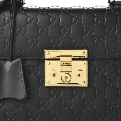 Gucci Guccissima Signature Small Padlock Top Handle Bag Black 11 of 11