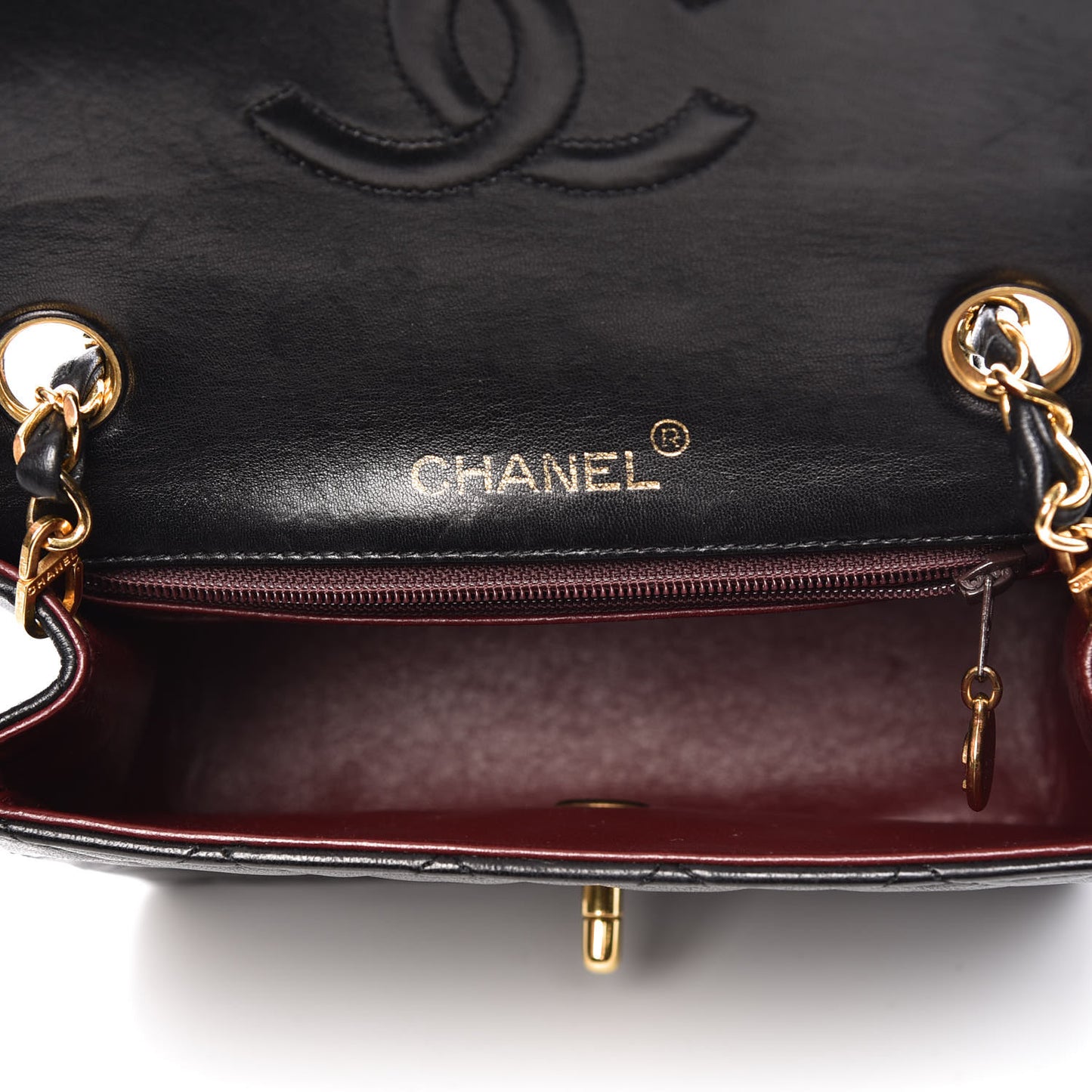 Lambskin Quilted Mini Square Flap Black