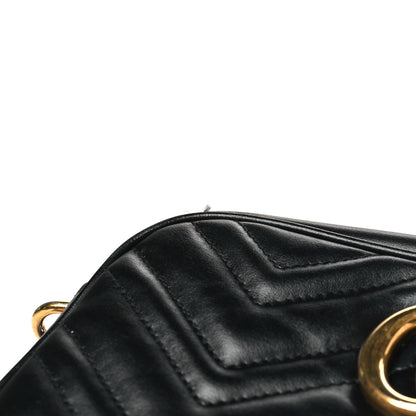 Gucci Calfskin Matelasse Small GG Marmont Chain Shoulder Bag Black 12 of 12