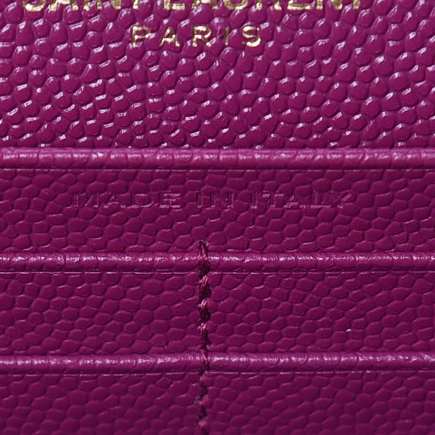 Saint Laurent Grain De Poudre Matelasse Chevron Monogram Chain Wallet Dark Grape 9 of 9