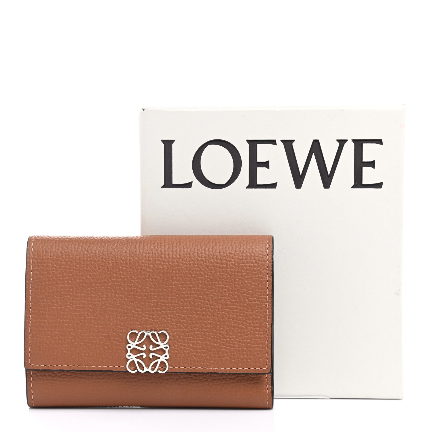 Loewe Pebble Grain Calfskin Anagram Small Vertical Wallet Tan 8 of 11