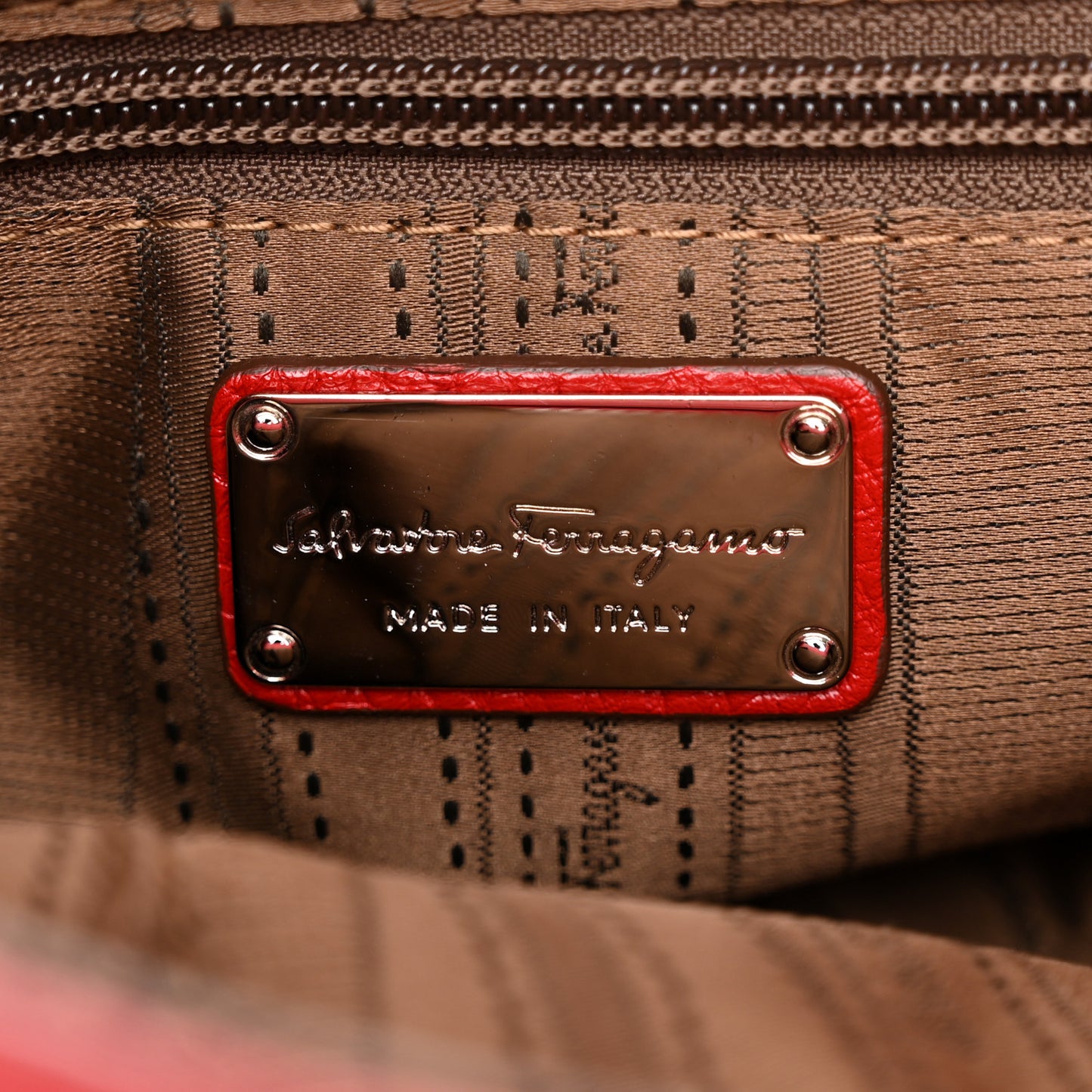 Grained Calfskin Sofia Satchel Red