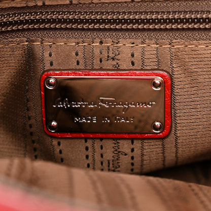 Salvatore Ferragamo Grained Calfskin Sofia Satchel Red 6 of 10