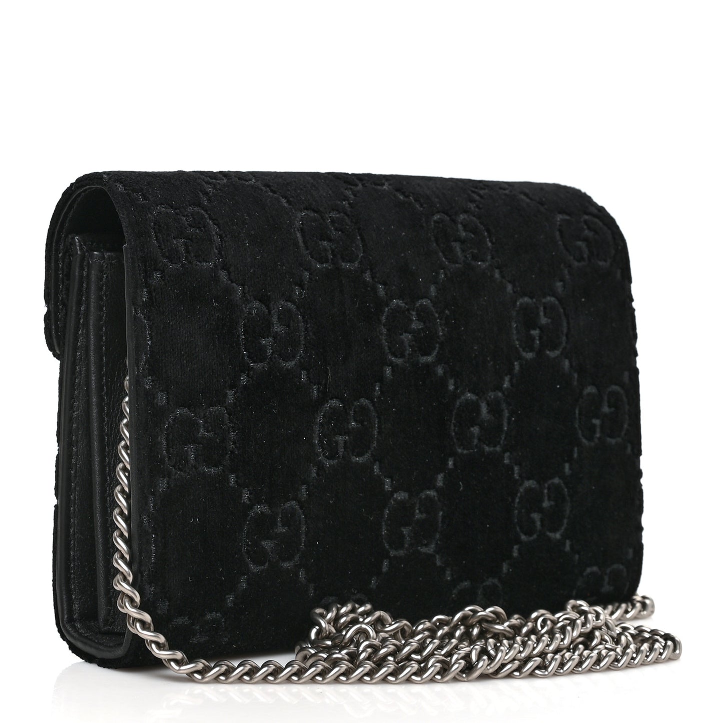Velvet GG Monogram Mini Dionysus Chain Wallet Black