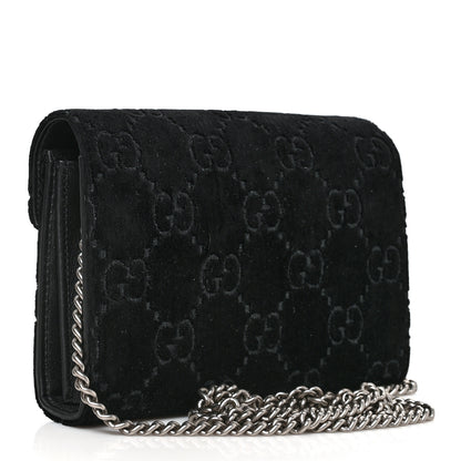 Gucci Velvet GG Monogram Mini Dionysus Chain Wallet Black 3 of 12