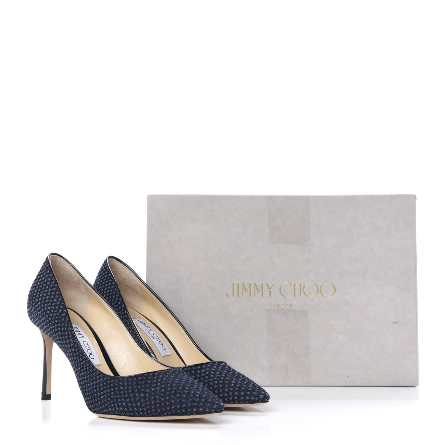Denim Python Printed Pointy Toe Romy 85 Pumps 38.5 Navy