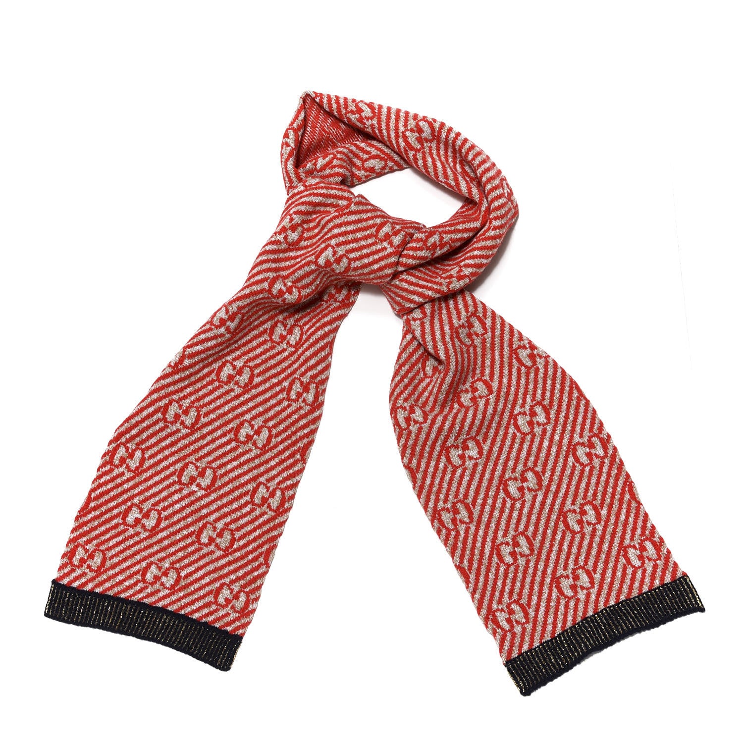Gucci Metallic Wool Jacquard GG Monogram Scarf Red 1 of 4