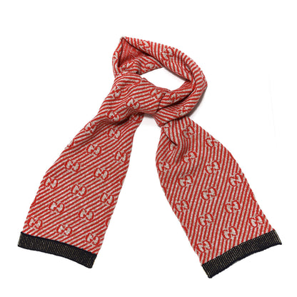 Gucci Metallic Wool Jacquard GG Monogram Scarf Red 1 of 4