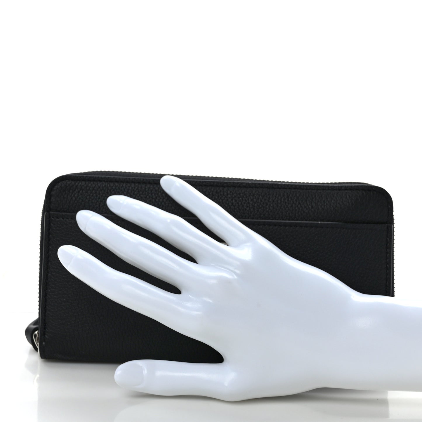 Calfskin Zippy Lockme Wallet Black