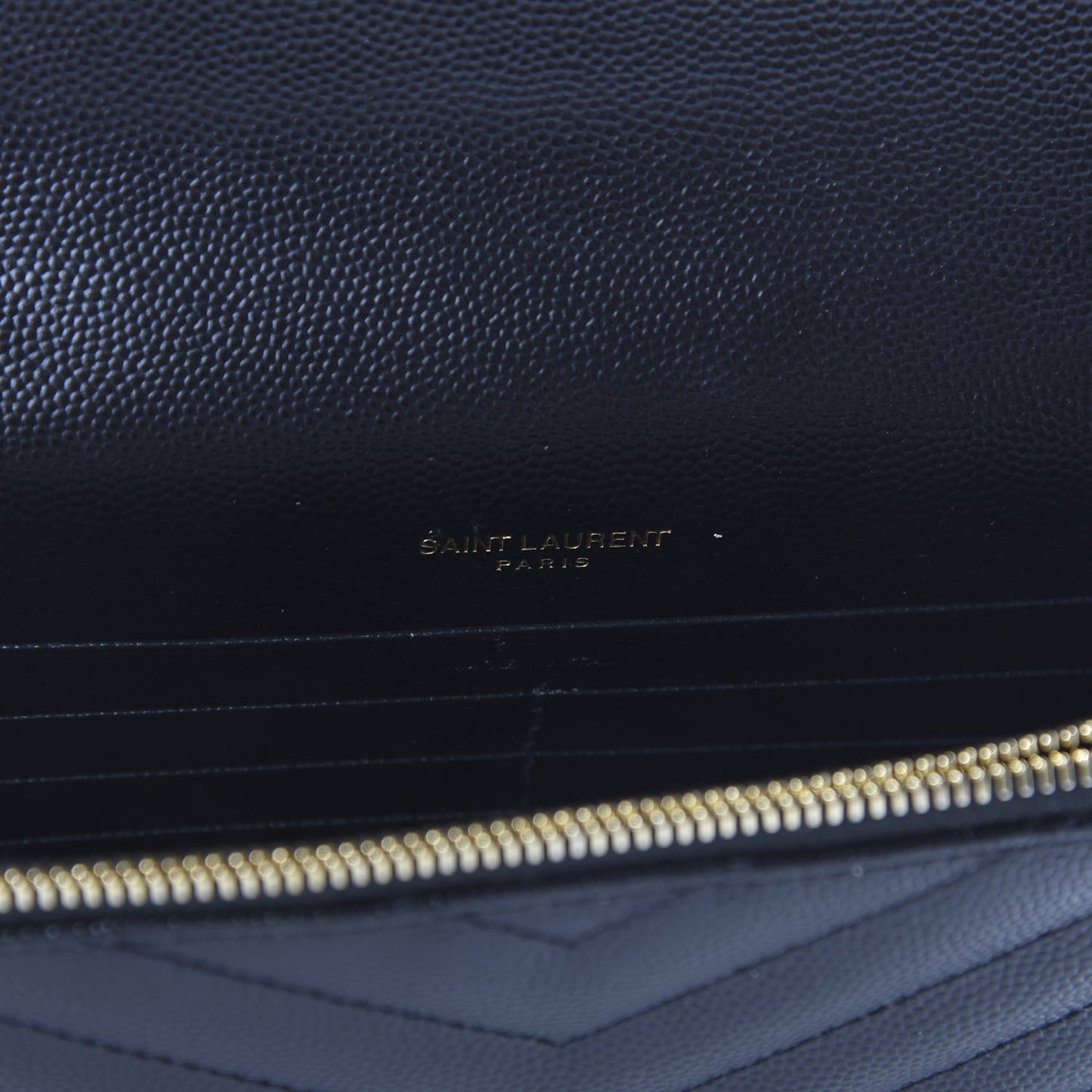 Grain De Poudre Matelasse Chevron Monogram Envelope Chain Wallet Black