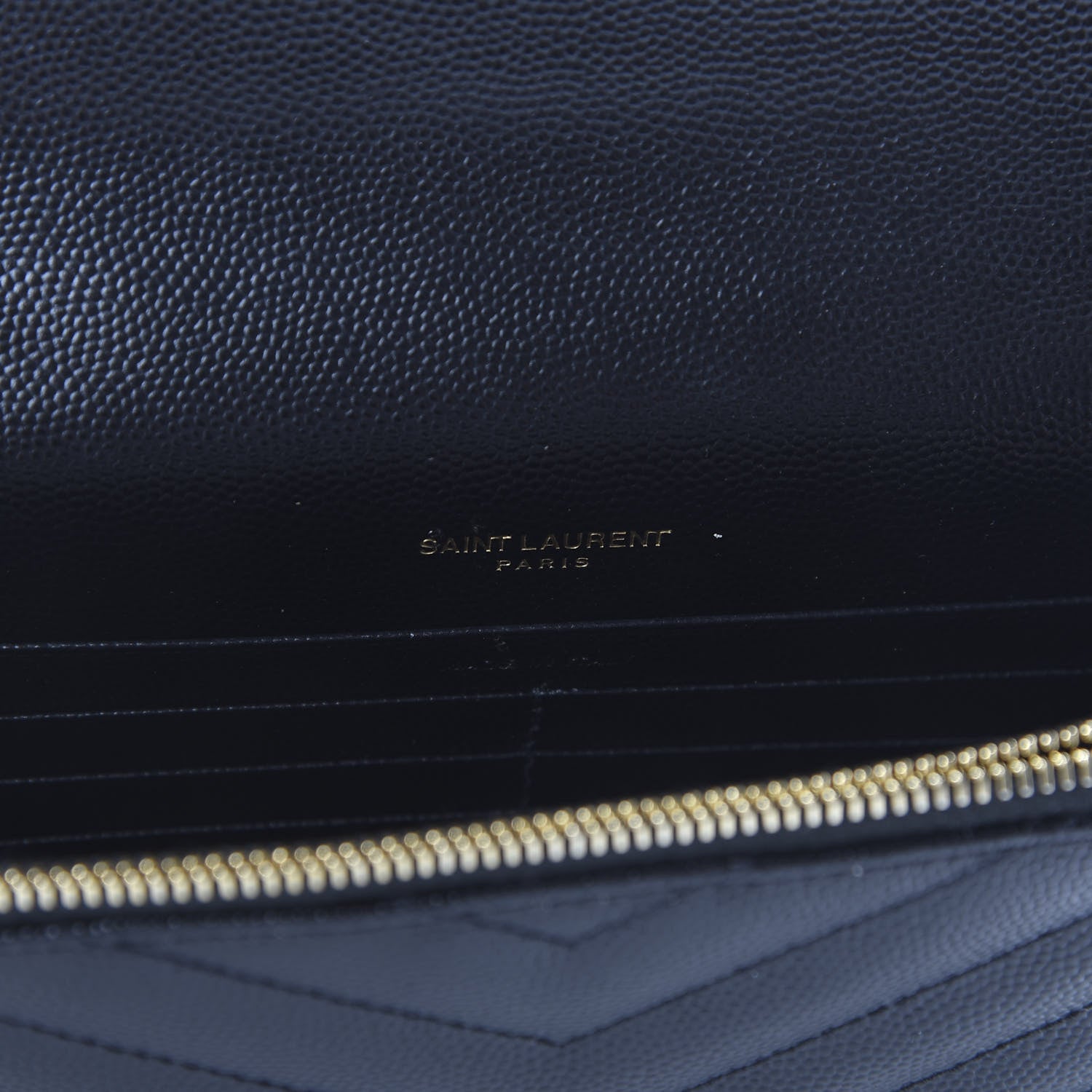 Saint Laurent Grain De Poudre Matelasse Chevron Monogram Envelope Chain Wallet Black 8 of 10
