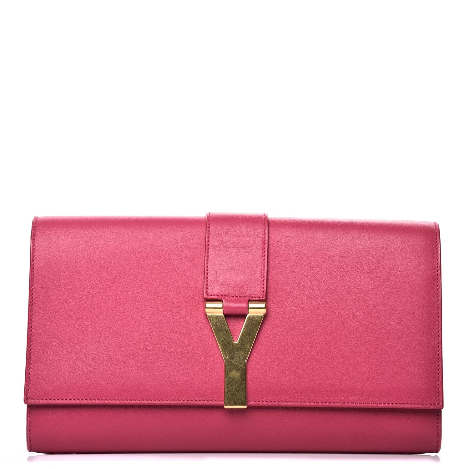 Saint Laurent Calfskin Classic Y Ligne Clutch Fuchsia 1 of 10