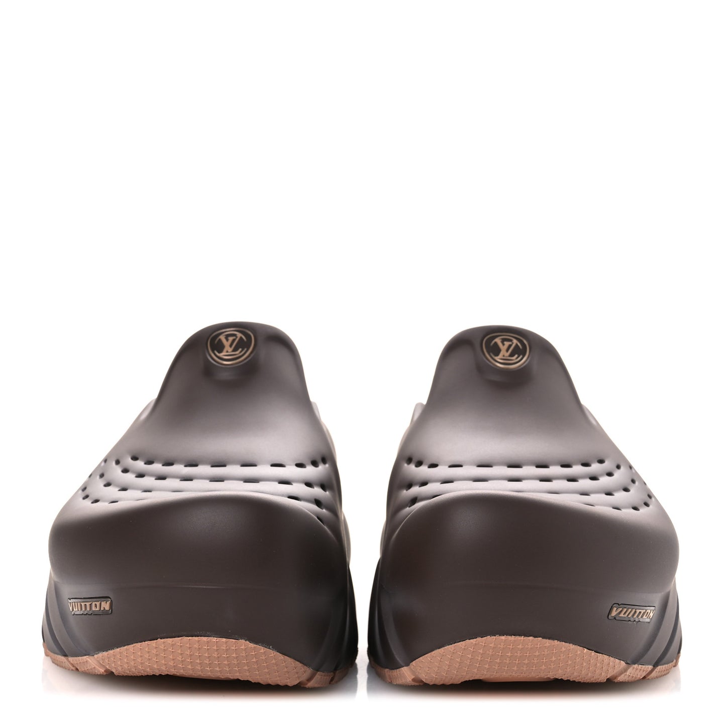 Rubber Mens LV Shark Clogs 8 Mocha